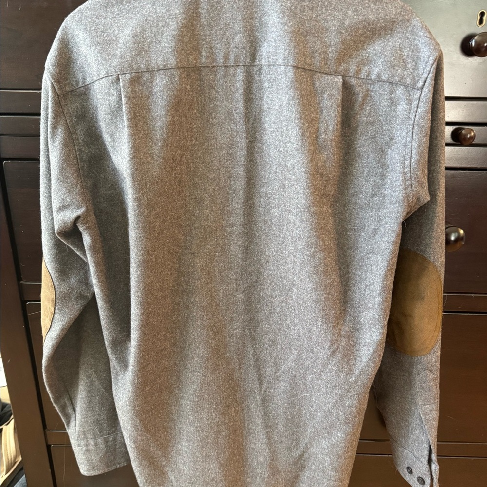 Pendleton Warm-Gray Wool Elbow Patch Trail Shirt - image 1